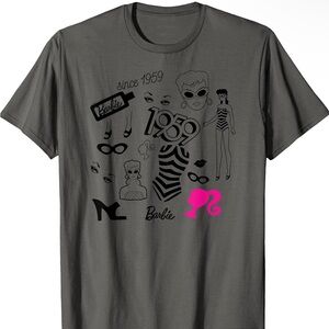Barbie T-Shirt - Grey, Pink, and Black - Oversized Tee - Large Tee